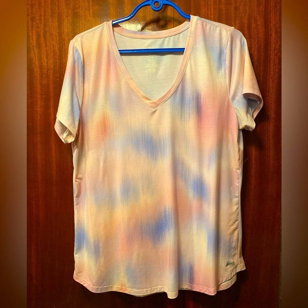 Athletic Works Pastel Tie-Dye V-Neck Women's Top